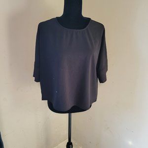 Forever 21 Black Satin Mid Sleeve Top